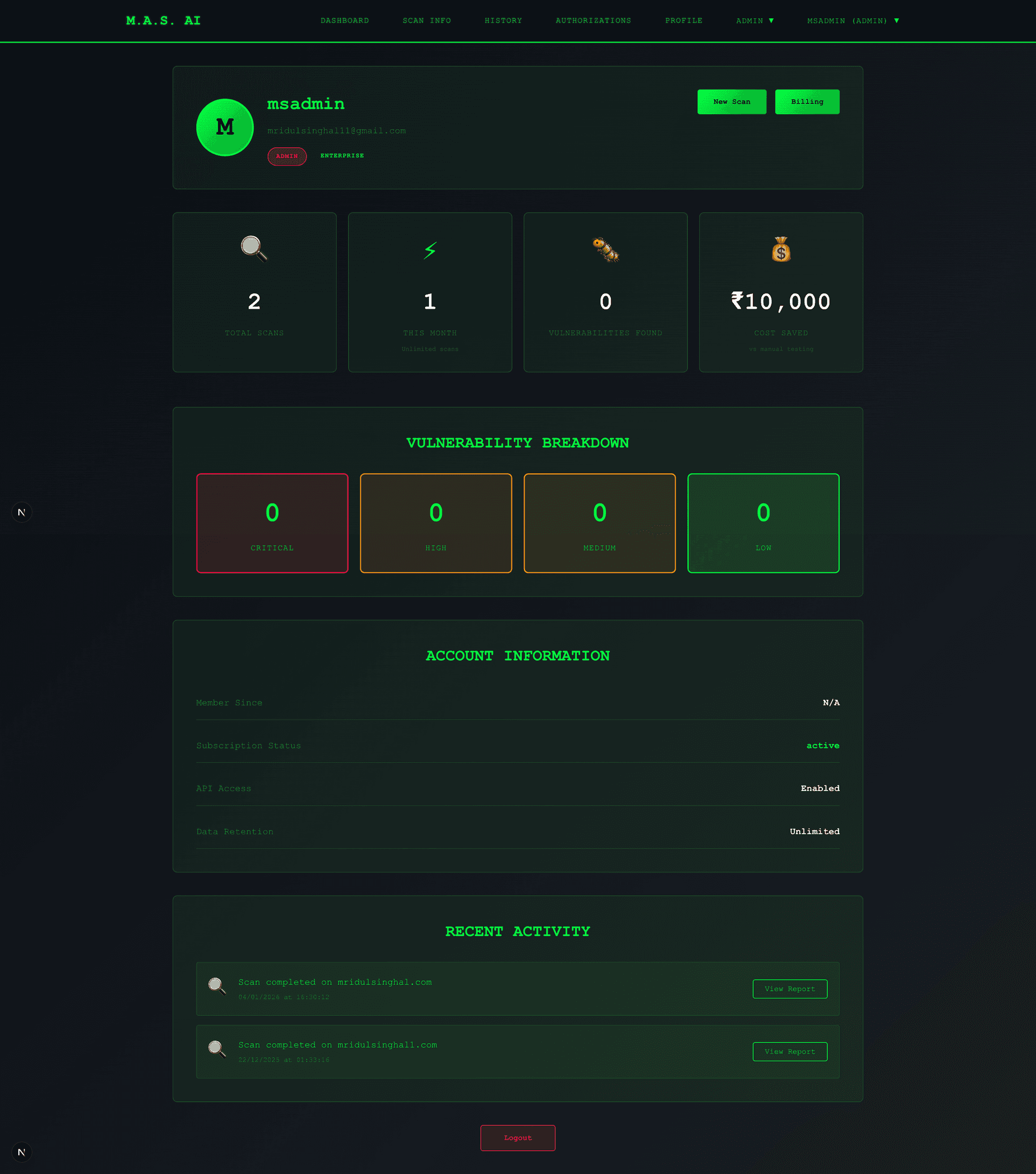 User Profile: Account management with subscription tier (Free/Pro/Business/Admin), usage statistics, API key management, and notification preferences. Role-based access control determines feature availability.
